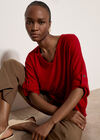 Soft Touch Oversized Batwing Top, Red, large