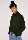 Cowl Neck Ribbed Jumper, Green, large