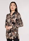 Marble Print Plisse Shirt, Black, large