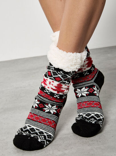 Fleece Lined Fair Isle Socks