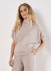 Soft Knit Side Ruched Top, Stone, large