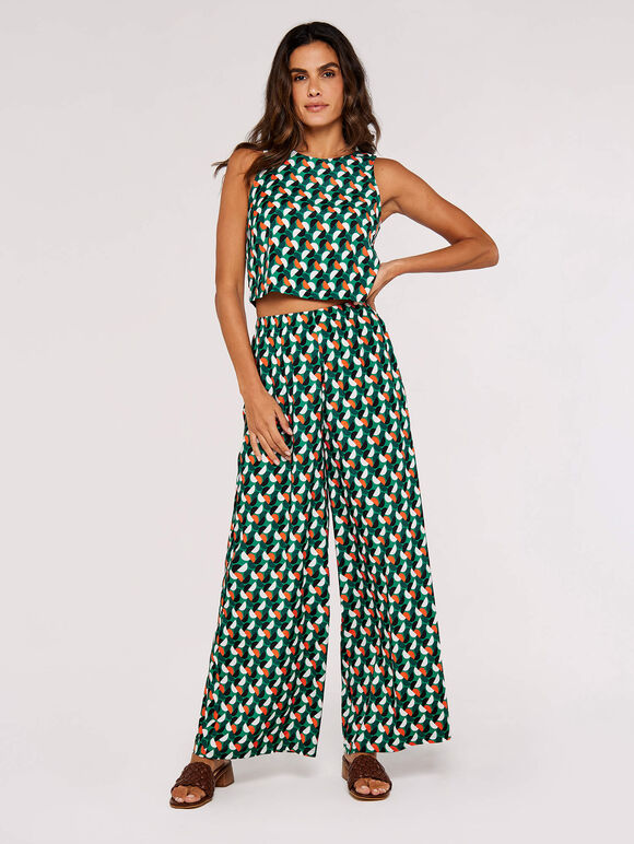 Printed Wide Leg Trousers