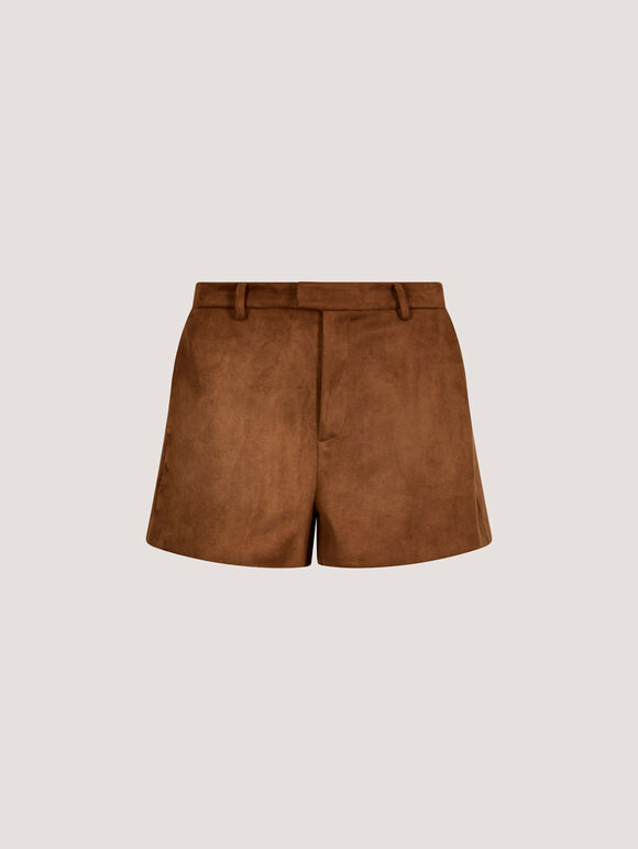 Suede Lined Micro Shorts, Brown, large