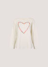 Colourful Stitched Heart Jumper, Cream, large