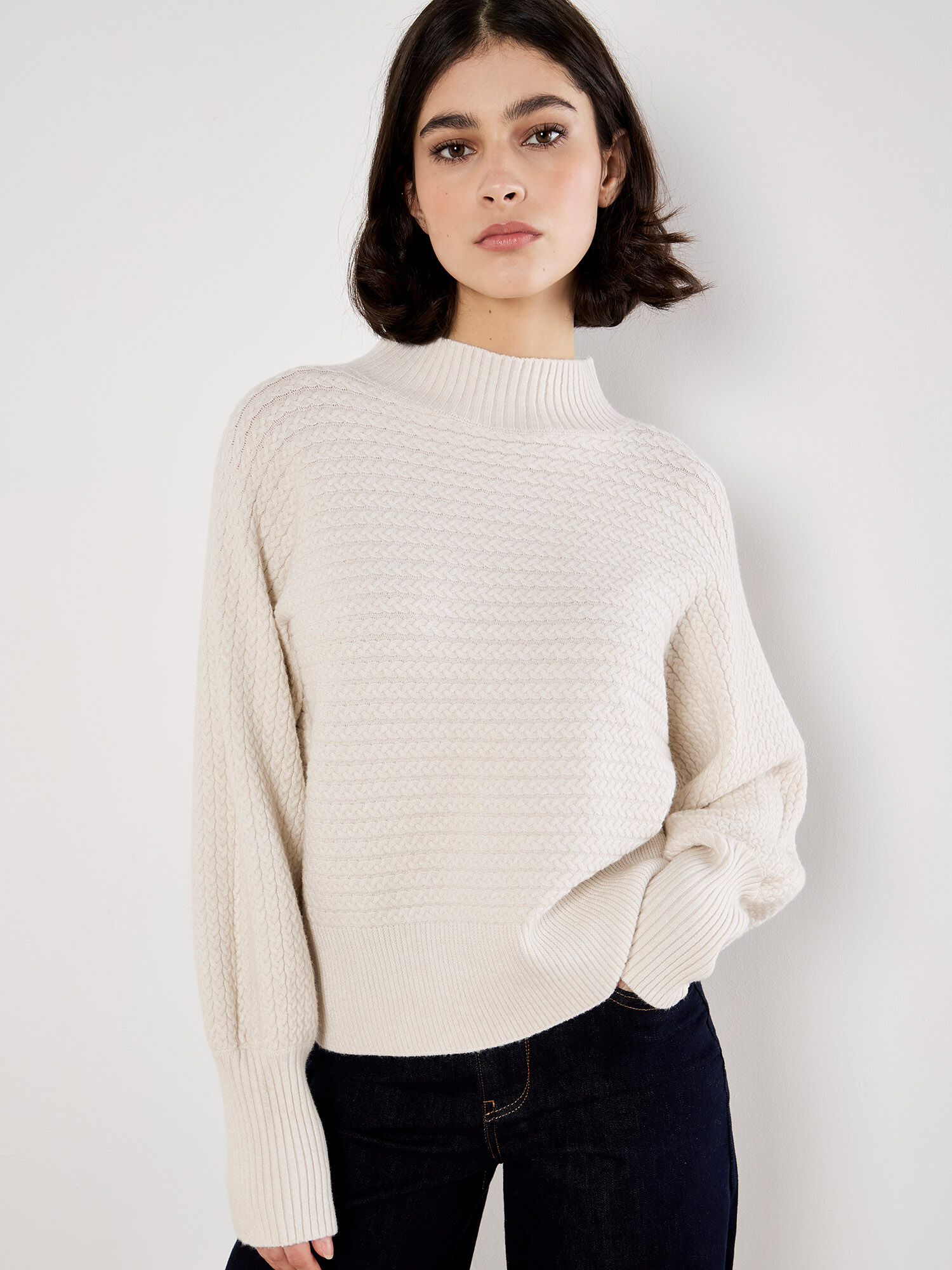 Twisted Cable Knit Batwing Jumper | Apricot Clothing