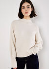 Twisted Cable Knit Batwing Jumper, Stone, large