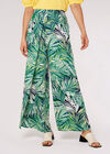 Palm Print Wrap Trousers, Navy, large