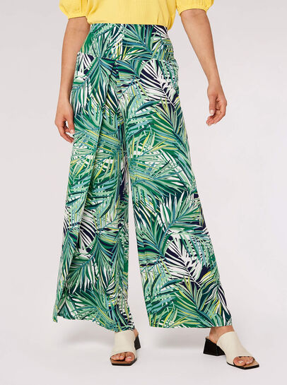 Palm Print Wrap Trousers
