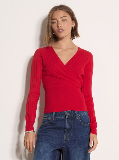 Rib Knit Wrap Top