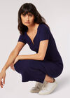 Rib Knit Bodycon Midi Dress, Navy, large
