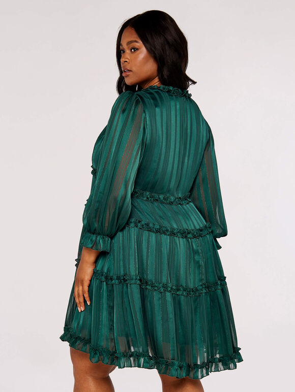 Curve Ruffle Mini Dress, Green, large