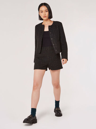 Metallic Sparkle Tailored Tweed Jacket