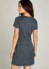 Navy Textured Pocket Shift Dress, Navy, large