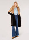 Reversible Suede Faux Fur Coat, Stone, large