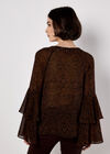 Paisley Print Ruffle Sleeve Blouse, Rust, large