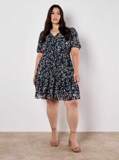 Silhouette Leaf Drawstring Mini Dress