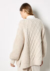 Cable Knit Oversized Chunky Jumper, Stone, large
