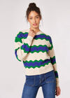 Wavy Stripe Pointelle Jumper, Stone, large