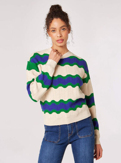 Wavy Stripe Pointelle Jumper