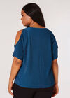 Curve Sparkle Cold Shoulder Top, Teal, large