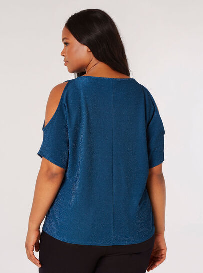 Curve Sparkle Cold Shoulder Top