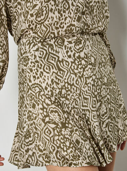 Ikat Shimmer Ruffle Mini Skirt