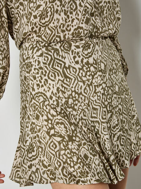 Ikat Shimmer Ruffle Mini Skirt