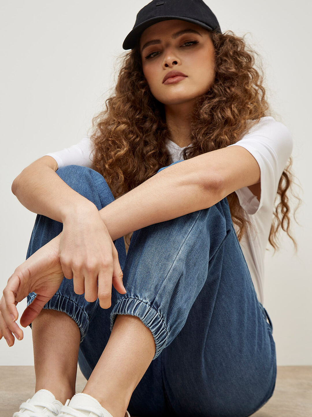 Image of Lia Mid-Wash Denim Joggers