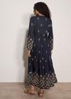 Boho Embroidered Maxi Dress, Navy, large
