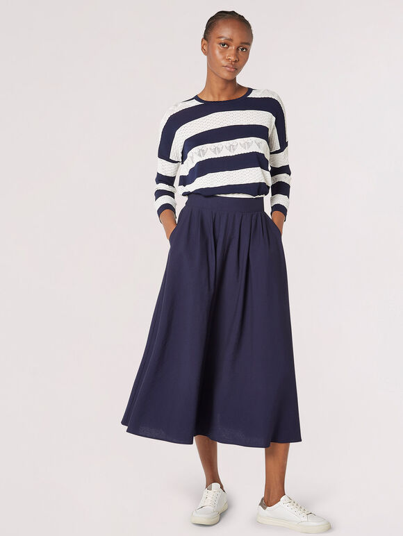 Jacquard Heart Lightweight Stripe Jumper, Navy, large
