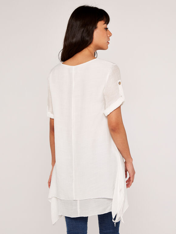 Button Detail Tunic, Cream, large
