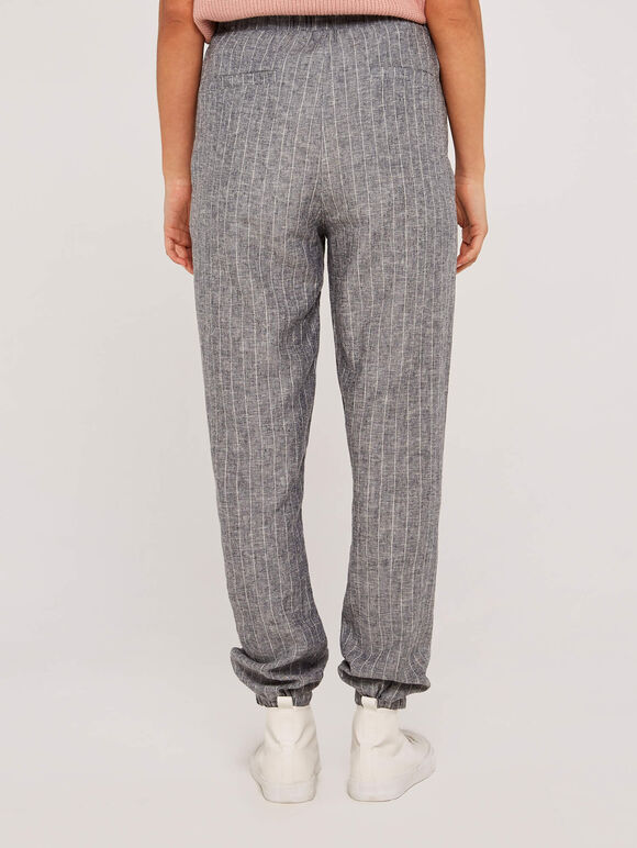 Pinstripe Drawstring Joggers, Navy, large