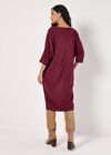 Ribbed Knit Cocoon Midi Dress, Burgundy, large