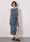 Batik Leaf Wrap Midi Skirt, Blue, large