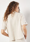 Textured Cotton Boxy Shirt, Stone, large