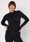 Ruched Stretch Top, Black, large