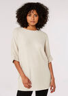 Waffle Knit Batwing Top , Stone, large