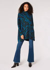 Oversized Batwing Swirl Knit Top, Teal, large