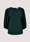 Puff Sleeve Jersey Top, Green, large