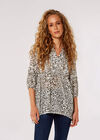 Animal Print Lace Detail Top, White, large