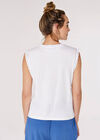 Crochet Sleeve Cotton Jersey T-Shirt, White, large