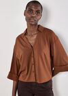 Open Collar Boxy Shirt, Rust, large