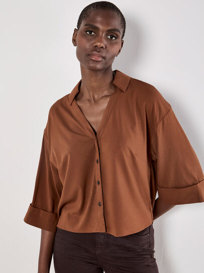 Open Collar Boxy Shirt
