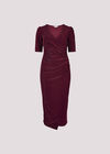 Foil Sparkle Ruched Midi Dress, Burgundy, large