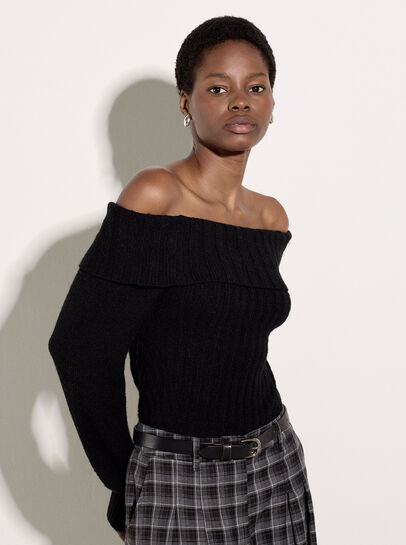 Ribbed Bardot Jumper