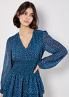 Spot Print Chiffon Mini Dress, Teal, large