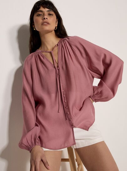 Lightweight Balloon Sleeve Blouse