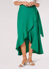 Ruffle Wrap Maxi Skirt, Green, large