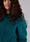 Vertical Pointelle Knit Jumper, Teal, large