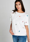 Embroidered Butterfly T-Shirt, Cream, large